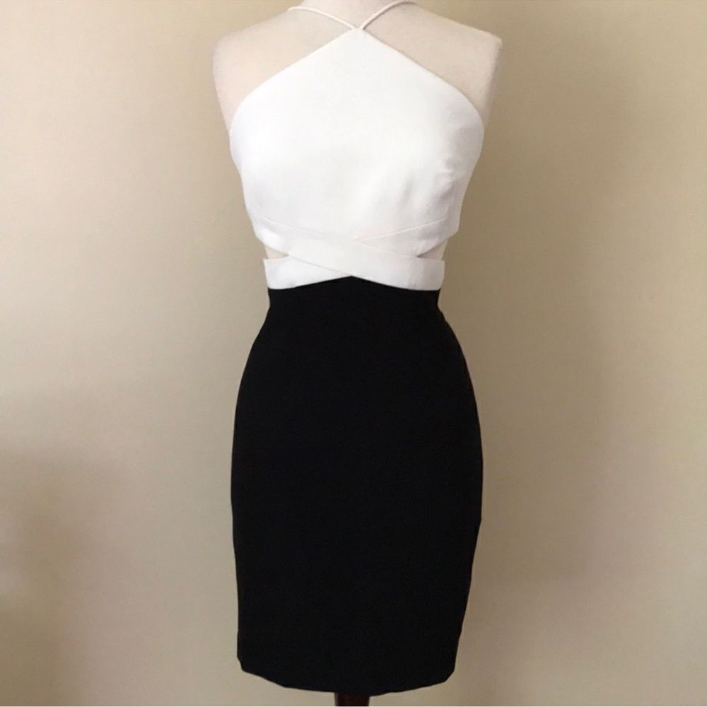 Aidan Mattox Colorblock Crepe Cocktail Dress NWT
